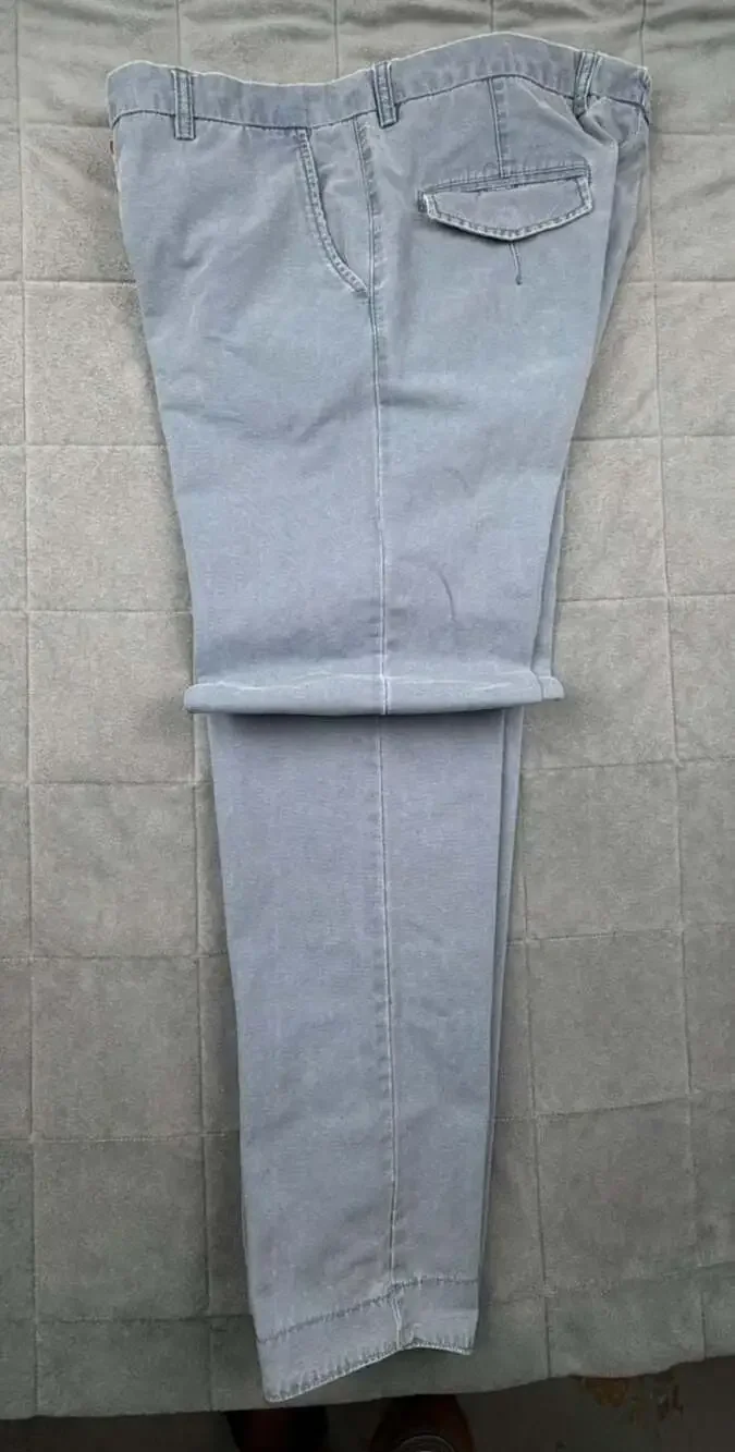 Berwich Faded Blue Cotton Tapered Casual Trousers